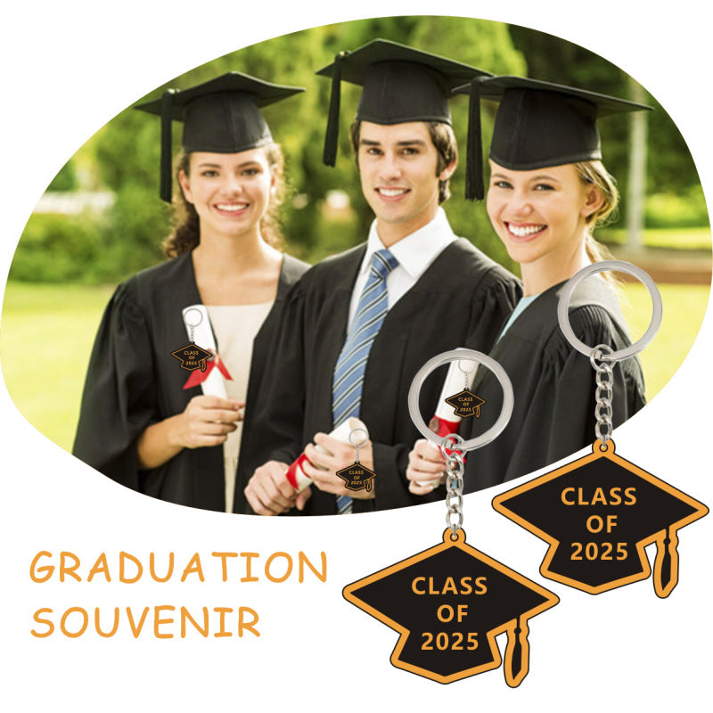 Wholesale Bachelor Cap Acrylic Flat Double-sided Decorative Keychain